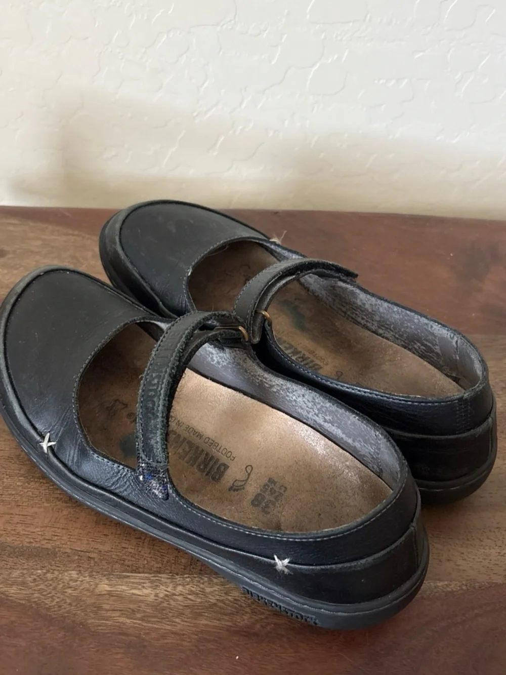 Birkenstock Iona Black Leather Mary Jane Loafers Womens EU38  US 7.5 German